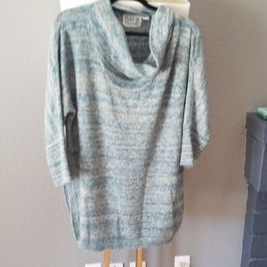 Heathered blue cowl neck sweater size S Anthro
